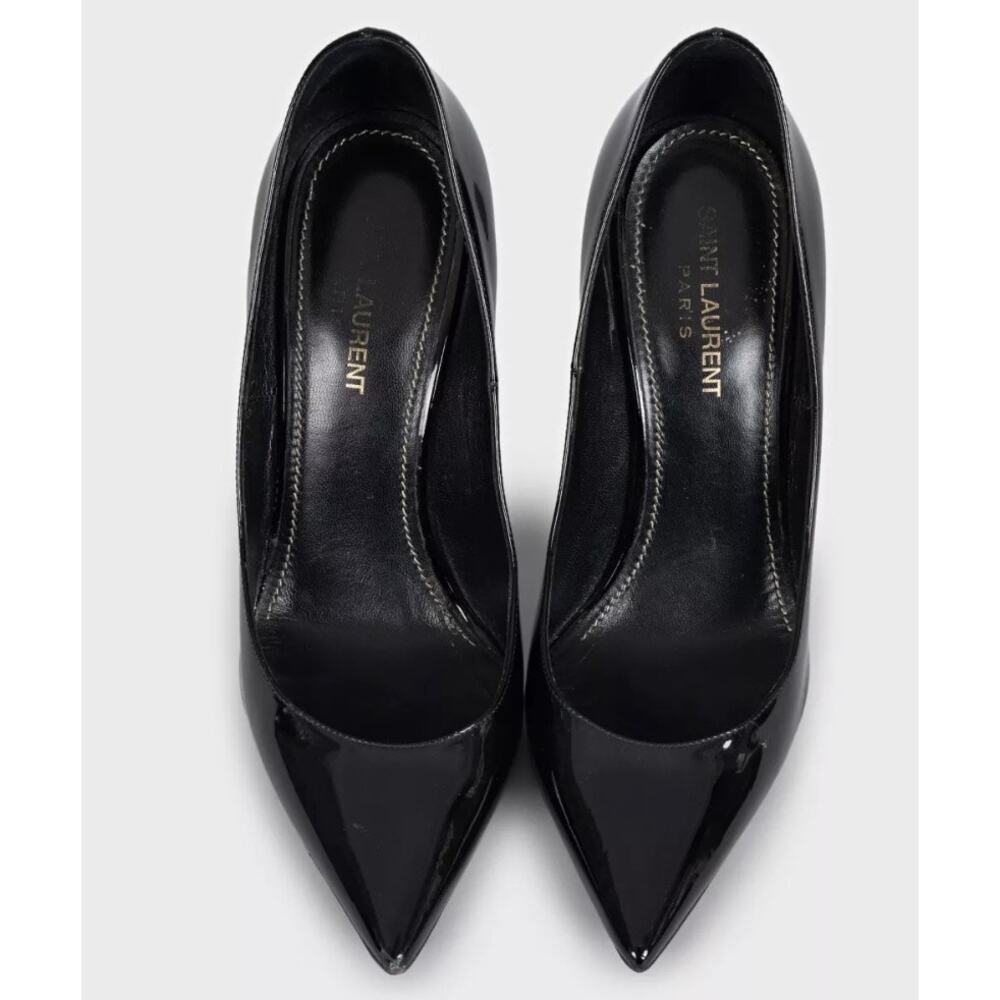 Saint Laurent Opyum Patent Leather Logo Heels  Sz 38 - Picture 2 of 5